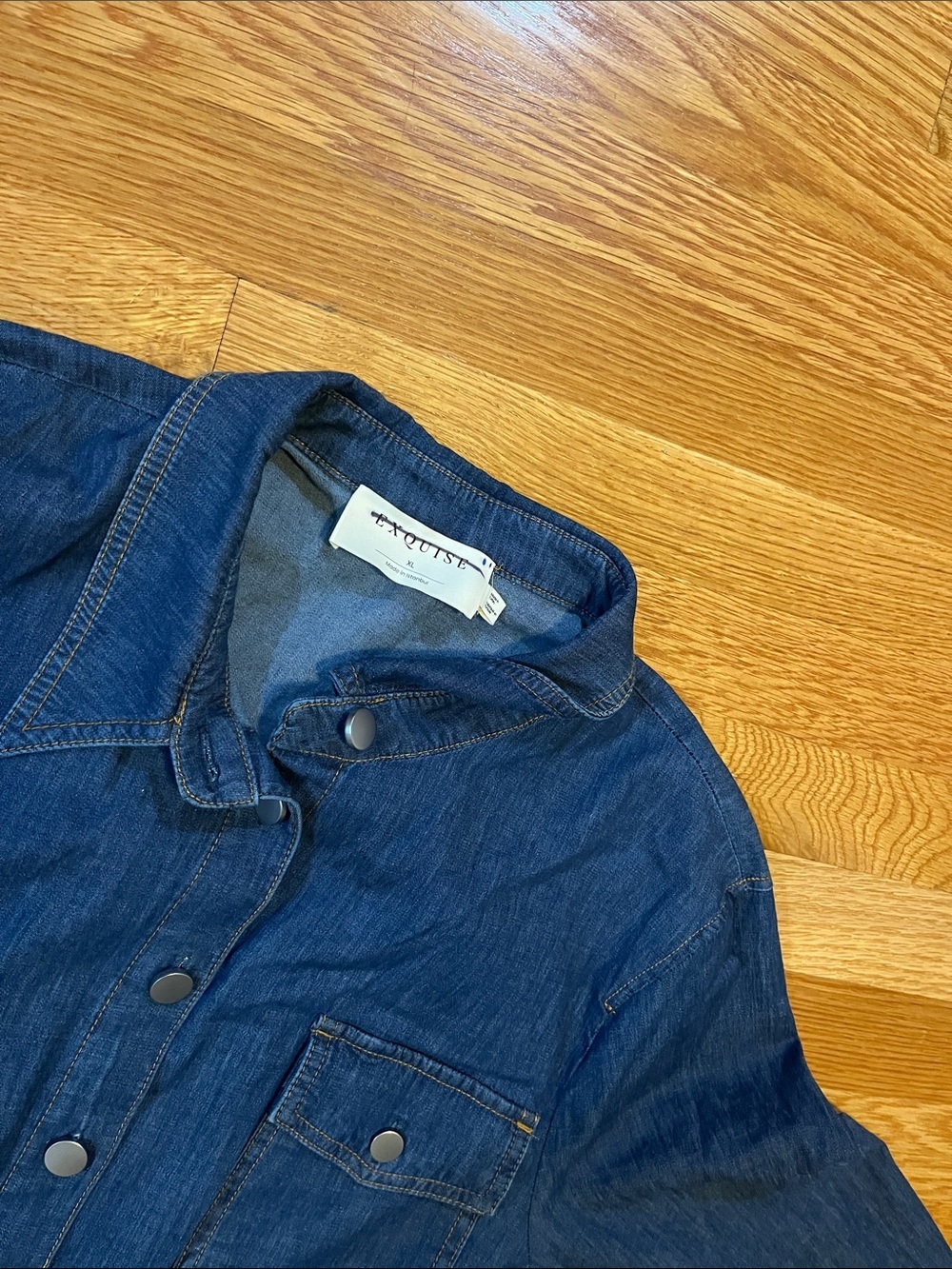 Anthropologie x Exquise Long-Sleeve Waisted Denim Mini Shirt Dress Size XL NWT - Picture 11 of 15